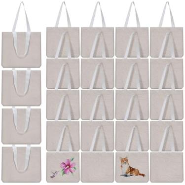 Imagem de Sadnyy Mini sacola grande em branco pequena sacola de lona sacos de presente para artesanato faça você mesmo lembrancinhas de festa infantil 20 x 20 cm, Cor natural., Small