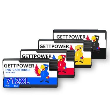 Imagem de GETTPOWER Cartuchos de tinta 712XL 712: Cartucho de tinta 712 Designjet de substituição compatível com impressoras HP Designjet T210 Ink HP Designjet T650 T630 T230 Studio Plotter