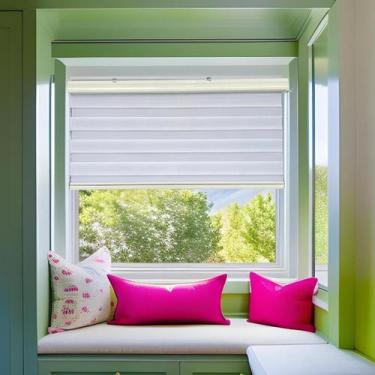 Imagem de Persiana Rolo Double Vision Branca Zebra c/ Bandô 140 (L) x 160 (A) Cm