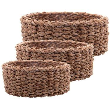 Imagem de Conjunto 3 Cestas Redondas de Fibra Natural 29473 - Wolff - LYOR, WOLF