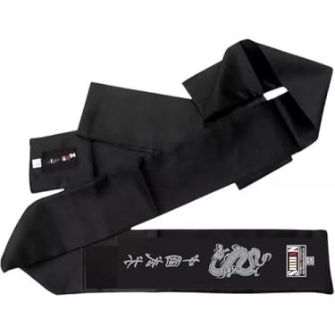 Imagem de SHIHAN POWER SPORTS Faixa Kung Fu Preta com Estampa de Dragão Prata Cetim 300 cm para Homens/Mulheres Preto Shaolin Monge Kung Fu Cinto Wushu Artes Marciais Karatê Taekwondo Faixas para Uniformes