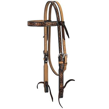 Imagem de Turquoise Cross Cabeçote floral trabalhado para browband leve oleado cavalo tamanho 45-0100 33 cm x 38 cm