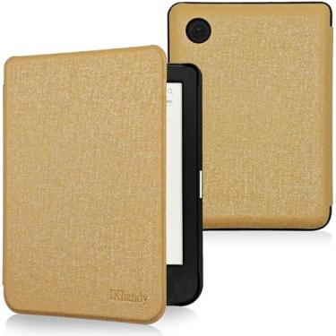 Imagem de JKhandy Capa para Kobo Clara BW/Kobo Clara Color/Kobo Clara 2E – Capa fina e leve de couro PU de 15 cm com hibernar/despertar automático, cáqui