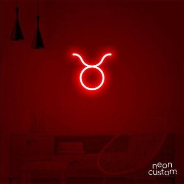 Imagem de luminaria letreiro Neon Led Signo Touro 100x95 luminoso decoração p/ s