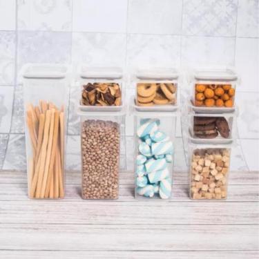 Imagem de Pote Hermético Acrílico Tampa Trava Empilhável Conjuntos Coloridos Cor