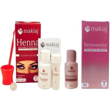 Imagem de Kit Sobrancelha Makiaj Henna E Removedor Extrato Camomila Profissional