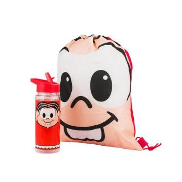 Imagem de Garrafa Plástico 450ml Com Mochila Tipo Saco Mônica Turma Da Mônica - 