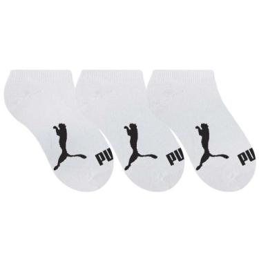 Imagem de Kit 3 Pares de Meia Puma Sapatilha Invisível Infantil, Branco, 25-28