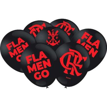 Imagem de Balão - Flamengo Preto e Vermelho - 25 unidades - Festcolor - Rizzo