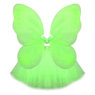 Imagem de Kit Asa de Borboleta e Saia Tule Infantil Verde - Extra Festas