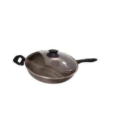 Imagem de Frigideira Wok Teflon 30 cm C/Tampa Vidro/Yakissoba/Pad Thai -Marcolar