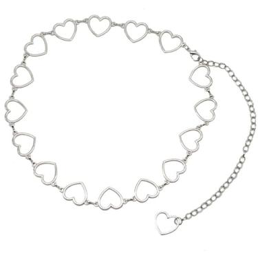 Imagem de Corrente de coração para mulheres Y2K Correntes de corpo prata para mulheres e meninas correntes de barriga para vestido jeans, biquíni, corrente de cintura para mulheres, corrente de biquíni e