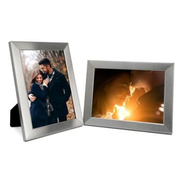 Imagem de Kit 2 Porta Retratos Foto 15x20 Prata Metal - MultiArt