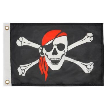 Imagem de Bandeira Náutica Pirata 22 x 33 cm P/ Mastro de Embarcações - Genérico