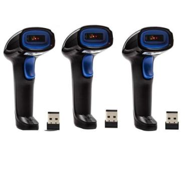 Imagem de Kit 3 Leitor De Codigo De Barras Sem Fio Yieqin Mod. 1100lw