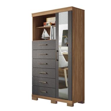 Imagem de Multi-Cômoda Marabá 1.6 1 Porta e 6 Gavetas com Pés e Espelho - Santos Andirá