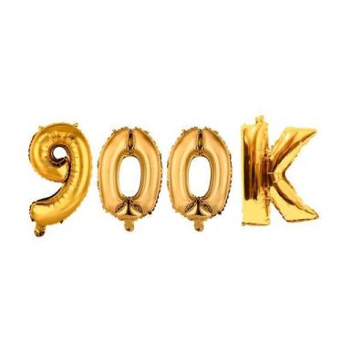 Imagem de Balão Letra/Número Metalizado Dourado 900k Instagram Youtube - RT