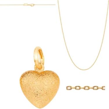 Imagem de Colar Feminino Rommanel Pingente Coração Folheado a Ouro 18k