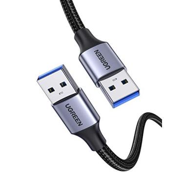 Imagem de Cabo USB 3.0 A para A Ugreen, Cabo USB para USB Tipo A Macho para Macho USB 3.0 Cabo trançado de nylon para transferência de dados, gabinetes, impressoras, modems, câmeras de 1,8 m