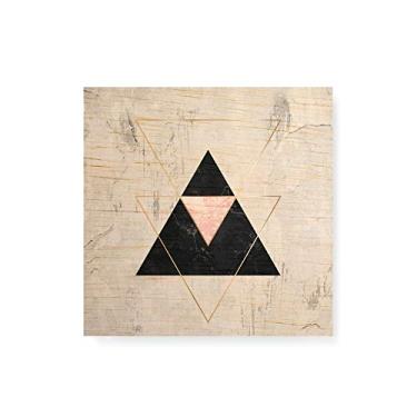Imagem de Arte Maníacos Quadro decorativo com moldura caixa branca em Madeira - Triangulos Concreto 1 - 30x30cm
