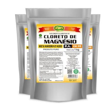 Imagem de Cloreto de Magnésio Puro Unilife 1gk Produto em Pó - 3 Pacotes