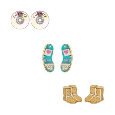 Imagem de Madison Tyler 3 pares de brincos anos 80 anos 90 para mulheres | Conjunto de brincos engraçados | Botas divertidas de CD flip telefone Pac-Man tênis fita Gachapon Game Machine Brincos troll, Zinco,