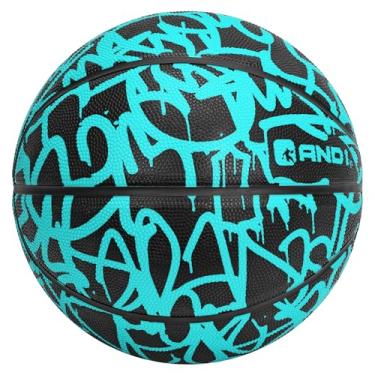 Imagem de AND1 Bola de basquete de borracha Xcelerate: jogo pronto, tamanho regulamentar 7 (75 cm), bola de streetball, feita para jogos de basquete internos/externos - coleção grafite (preto/menta)