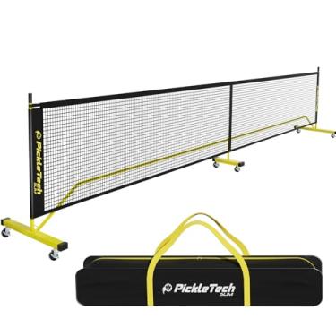 Imagem de PICKLETECH Rede de pickleball portátil versão 4.0 slim com rodas para jogo ao ar livre Rede de pickleball de 22 pés - sistema de rede de bola de picles de tamanho regulatório USAPA com bolsa