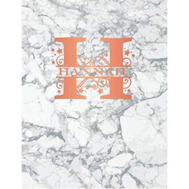 Imagem de Hannah: Personalized Dot Grid Bullet Notebook for Women or Girls. Monogram Initial H. White Marble & Rose Gold Cover. 8.5" x 11" 110 Pages Dotted Journal Diary Paper