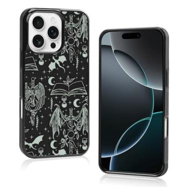 Imagem de Odhtst Aesthetic Bookish Fantasy Capa de telefone fina compatível com iPhone 16 Pro 6,3 polegadas, proteção TPU à prova de choque vintage Dragon Wyverns amantes de livros Sage Swords capa de telefone