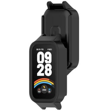 Imagem de AWADUO Capa protetora compatível com Xiaomi Smart Band 9 Active, capa protetora para Smartwatch PC, capa macia e durável, acessórios para relógio (preto fosco)