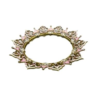 Imagem de YIJU Prato de joias espelhado, bandeja ornamentada, ornamento de mesa, 18.4x3.6cm, organizador de cosméticos, bandeja de maquiagem para quarto, multiuso