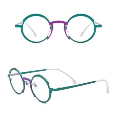 Imagem de Óculos de titânio puro arco-íris, armação feminina, redonda, transparente, armação masculina, óculos, C4Green