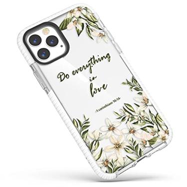Imagem de Capa fofa transparente compatível com iPhone 16 Pro Max para meninas e mulheres, versículo bíblico narcisos flores silvestres citações cristãs Corinthians 16 Pro Max: 14 capa protetora macia