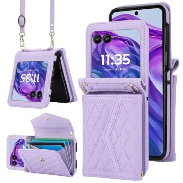 Imagem de Asuwish Capa de celular para Motorola Razr 2024/Moto Razr 50 carteira com bloqueio de RFID, compartimento para cartão de crédito, alça transversal, suporte para navalha Razer Razr2024 Razr50 5G,