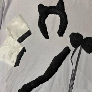 Imagem de Kit Fantasia de Gatinha Gata Festa Fantasia Halloween Acessórios Cosplay Mulher Gato Bloquinho Carnaval Tiara Arquinho