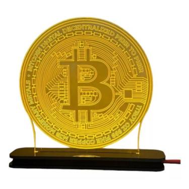 Imagem de Luminária Decorativa  Cripto Moeda Bitcoin Abajur 12cm - CNC Sorocaba