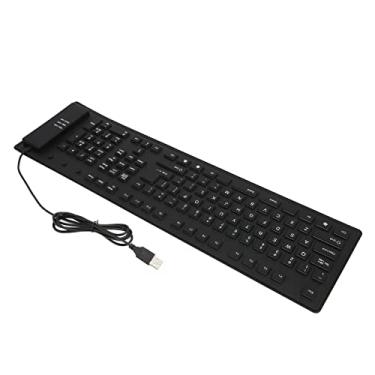 Imagem de 109 Teclas Teclado de Silicone Dobrável - Teclado Silencioso IBLE USB Com Fio para Uso - e Design Portátil (Preto)