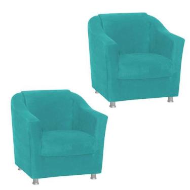 Imagem de Kit 2 Poltronas Decorativa Bia Suede Azul Tifany TWdecora - Matrix