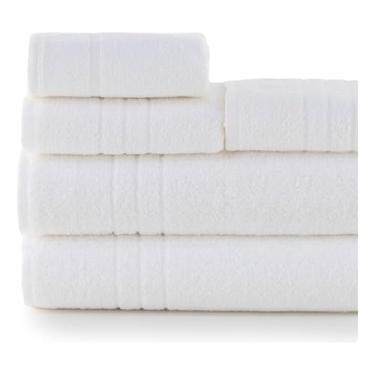 Imagem de Jogo De Toalhas Banho Rosto Piso Teka Profiline 5 Pçs Branca Super Macia E Confortável Ideal Para Hotel Pousada Airbnb Clinicas Academia Motel
