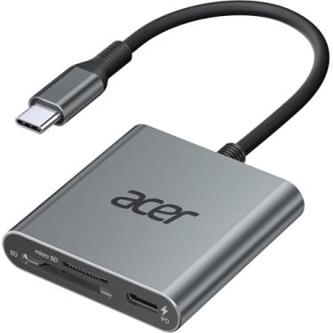 Imagem de Acer Leitor de cartão SD 4.0, leitor micro SD UHS-II USB C, adaptador de cartão de memória tipo C com entrada PD de 100 W para MicroSD SDXC SDHC UHS-II e UHS-I para iPhone 15/16, laptop, MacBook