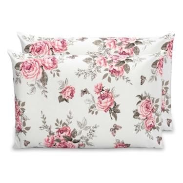 Imagem de Kit 2 Fronhas 70x50 Bainha Percal 180 fios Estampado Decorativa (Roseira)