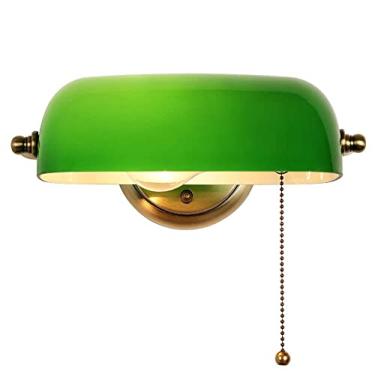 Imagem de Somesino Omesino Abajur De Parede Tradicional Banker Abajur Verde Banker Abajur Retrô De Leitura Com Interruptor De Puxar Abajur Ajustável, Abajur De Quarto De Hotel - Abajur Antigo - Abajur De Cabe