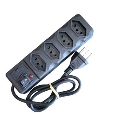 Imagem de Filtro de Linha com 4 Tomadas, Protetor de Energia 2P+T 10a Bivolt Preto Régua Elétrica com Fusível Extensão