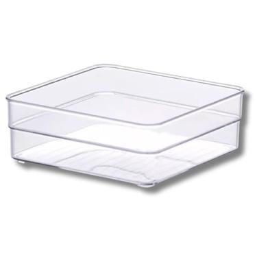 Imagem de Organizador De Gaveta Quadrado Multiuso em acrílico Resistente 15x15x5,2cm | para Talheres | Armário de Cozinha | Geladeira | Escritório e Banheiro