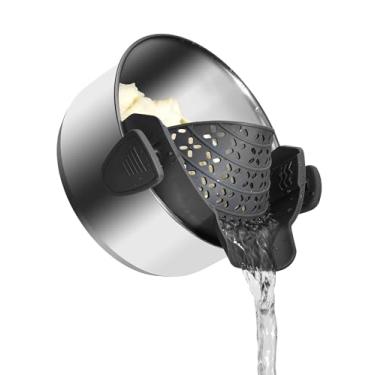 Imagem de SUNWUKIN Coador de panela e coador de macarrão - Presilha de silicone ajustável em coadores de alimentos para panelas, frigideiras e tigelas - Escorredor de cozinha