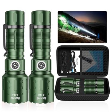Imagem de Lanternas de alto lúmens, recarregáveis, super brilhantes, de longo alcance, pequena e potente, 6 modos, bolso tático, à prova d'água, luz de flash para emergência doméstica (2, verde)