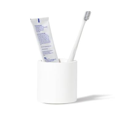 Imagem de YURIAERY Suporte grande para escova de dentes diatomáceas branco fosco, organizador cilíndrico absorvente de água de secagem rápida para bancada, ideal para escovas de dentes elétricas, pastas de
