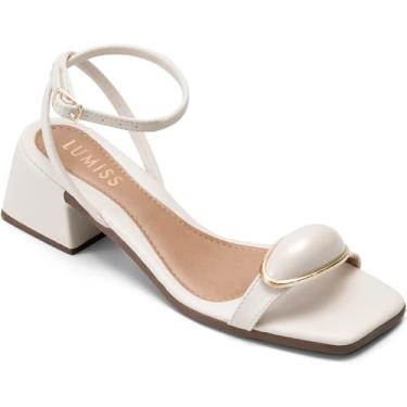 Imagem de Sandália Feminina Lumiss Salto Baixo Confortável Enfeite Metalizado Blogueira offwhite40
