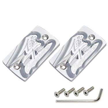 Imagem de GIDIBII Tampa do reservatório de freio, tampa de embreagem de fluido do cilindro mestre de freio dianteiro compatível com Suzuki GSX1300R Hayabusa 1999-2020 (2 peças, cromado)